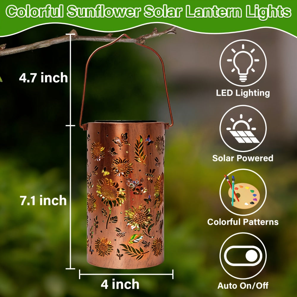 Solar Garden Lights IP65 Pattern Lantern with Hummingbird, Sunflower or Butterfly Designs for Yard Decor