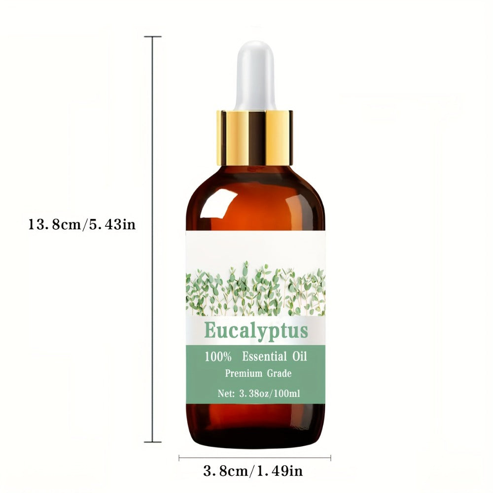 Essential Oil Eucalyptus 100ml Dropper Bottle with Fresh Minty Scent for Diffuser and Diluted Massage