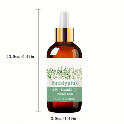 Essential Oil Eucalyptus 100ml Dropper Bottle with Fresh Minty Scent for Diffuser and Diluted Massage