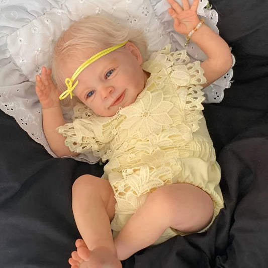 Blonde Hair Reborn Baby Doll 19 Inch Soft Vinyl Body Hand-Rooted Hair Lifelike Newborn Boy Sebastian with Pacifier Bottle Birth Certificate – Realistic Baby Doll Gift for Kids Ages 3-6 Birthday Christmas
