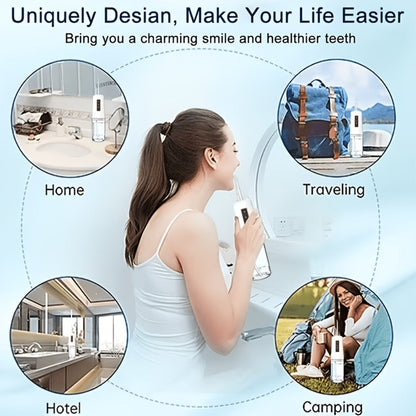 Electric Oral Irrigator Water Flosser with 360° Rotating Nozzle & Precision Pressure Control — Deep Cleans Teeth & Gums, Replaceable Heads, USB Rechargeable, 4 Colors, Home & Travel