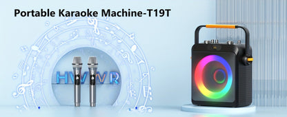 JYX T19-T Karaoke Machine for Adults with 2 Microphones & RGB Light Show - Wireless Bluetooth Speaker, Live Streaming Function, Home Party KTV System, Christmas Birthday Gift for Family Friends