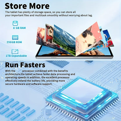 Android Tablet 10.1-Inch with Android 15, 8GB RAM, 128GB Internal Storage and Keyboard Case Bundle