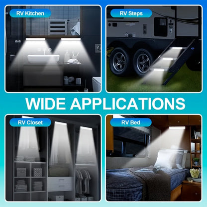Six-Pack 12 cm Motion Sensor Cabinet Lights with USB Rechargeable Power, Magnetic Mounting and Three Modes