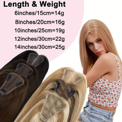 Clip-In Lace Hair Topper with 8 x 10 cm Base in Four Colors and 6-, 8-, 10-, 12- or 14-Inch Lengths