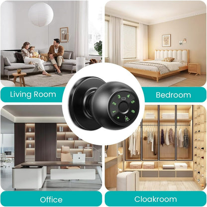 Smart Door Lock Tuya Five-Method Spherical Knob with Fingerprint App IC Card Password and Key