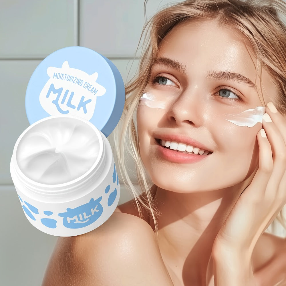 Skincare Set with LAIKOU Label, 5 Milk Items with 50g Cleanser 17ml Serum 25g Cream Brush and Headband