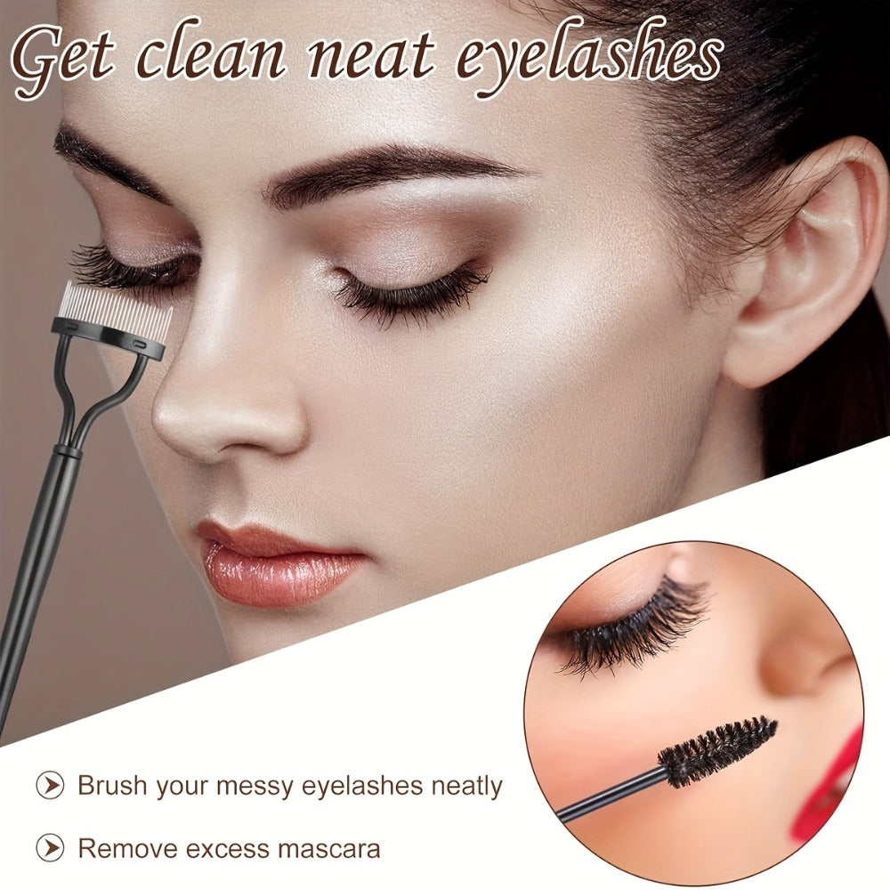Sixty-Eight-Piece Makeup Tool Set with Black Brushes, Eyelash Accessories, Wash Bowl and Carry Bag