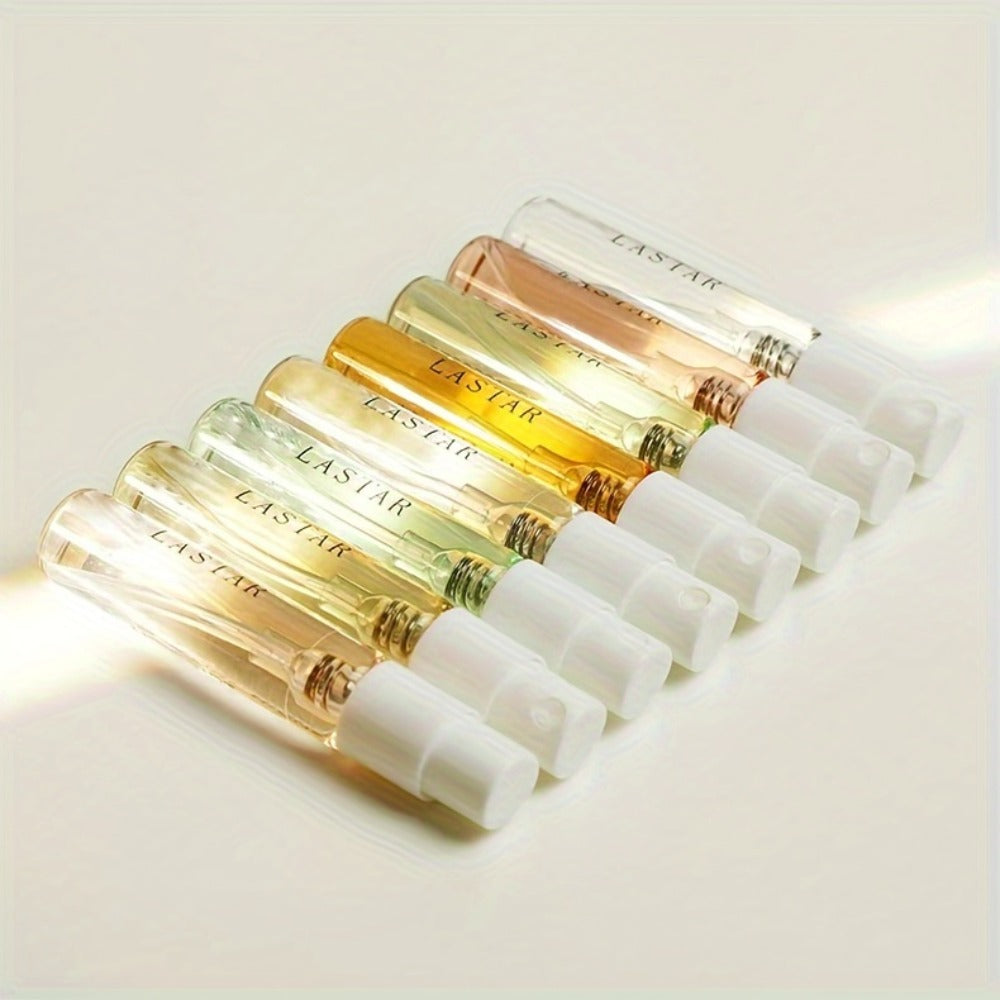 Perfume Gift Set LASTAR Eight-Piece Spray Bottle Collection in White Gold Box with Fitted Insert for Women