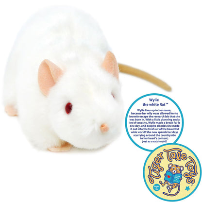 White Rat Stuffed Animal Plush 7 Inch | Wylie Realistic Rat Plushie with Character Story | CPSIA Safe | Gift for Kids & Animal Lovers | Viahart | Toy Play Nest