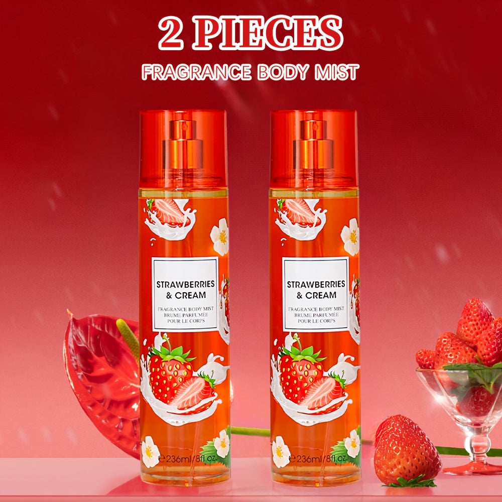 Body & Hair Fragrance Mist for Women 2pcs Set L1ong Lasting Fruity Perfume Spray 8 fl oz Pineapple Coconut Peach Strawberry Watermelon Scents Daily Dating Party Gift