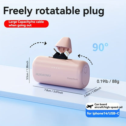5000mAh iPhone Power Bank 2-in-1 Connector LCD Display Slim Portable Charger Compatible with iPhone 17 16 15 14 13 12 11 – Small Compact External Battery Pack 5V 2A Fast Charge