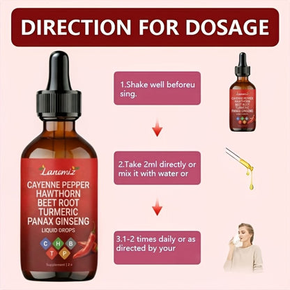 Cayenne Pepper Herbal Liquid Drops in 2-Fl-Oz Bottles with One-, Two- or Three-Bottle Options