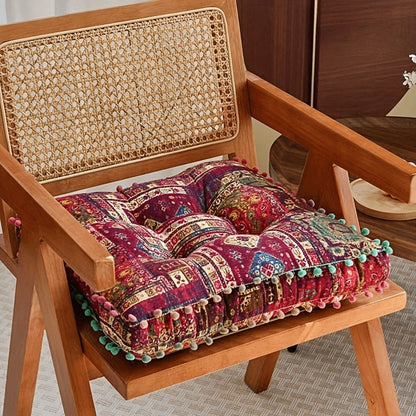 Square Bohemian Floor Cushion in Moroccan Orange or Bohemian Yellow with Forty-Two-Centimeter Size
