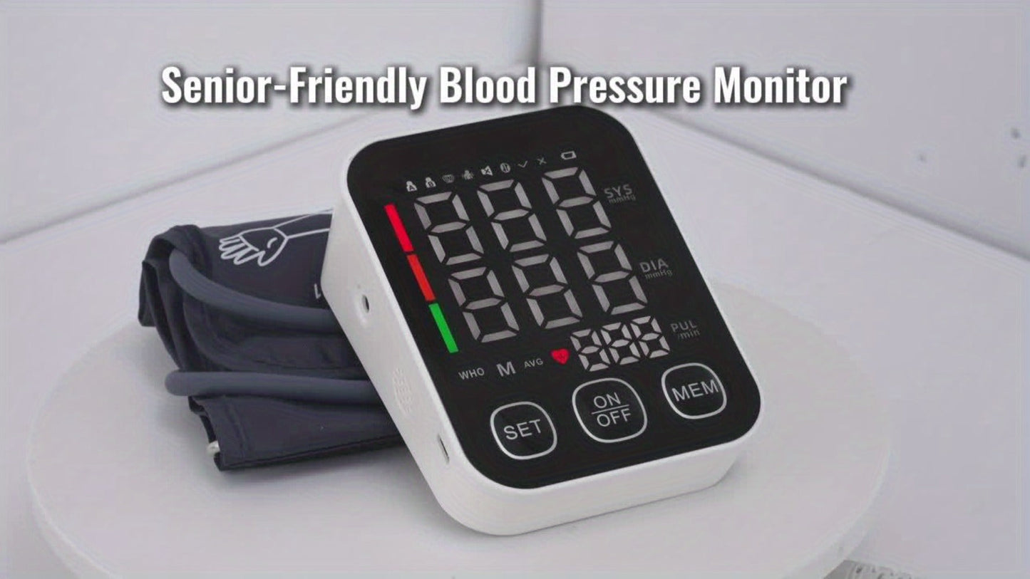 Blood Pressure Monitor Upper-Arm Device with 8.7-16.5 Inch Cuff, 4.5-Inch Backlit Display, Voice and 2 x 99 Memory