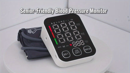 Blood Pressure Monitor Upper-Arm Device with 8.7-16.5 Inch Cuff, 4.5-Inch Backlit Display, Voice and 2 x 99 Memory