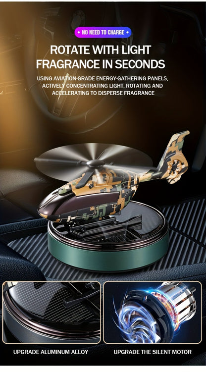 Car Air Freshener Solar Helicopter Dashboard Diffuser with Refillable Chamber and Three Color Options