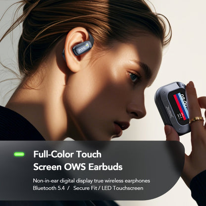 Open-Back Hi-Fi Gaming Earphones HTC NE25 AI Real-Time Translation 135 Languages LED Smart Screen Low Latency Long Battery Lightweight Wireless Headphones Black