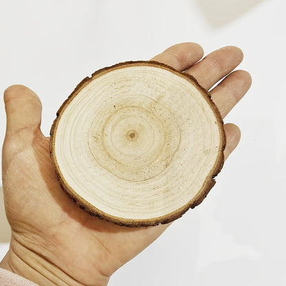 Wood Slices 28 Pcs Natural Log Bark Rounds for Crafts DIY Centerpieces Christmas Ornaments Wreaths Wedding Decor Painting Woodworking 2.76-3.54 Inch with or without Holes