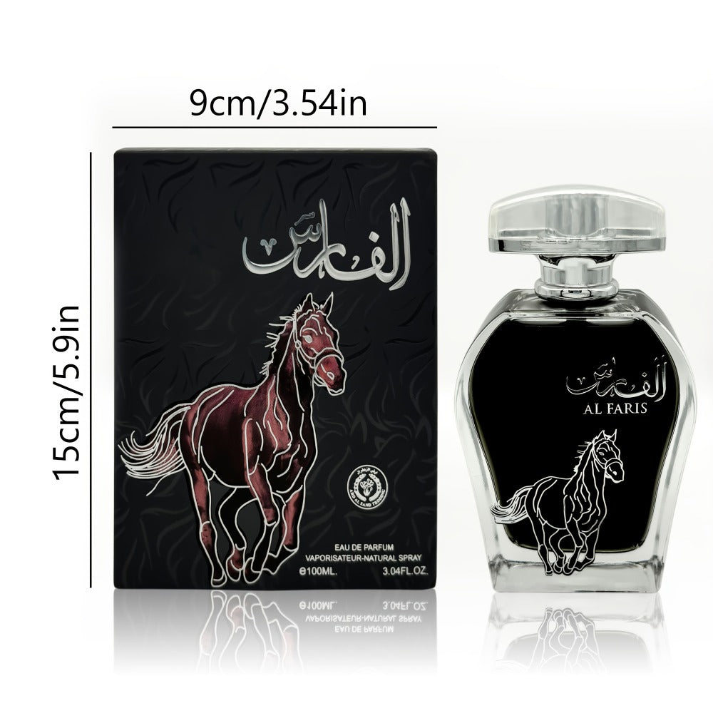 AL FARIS Black Mustang Men Cologne Eau de Parfum 3.38 oz 100ml Dubai Arabian Oriental Fragrance Long Lasting Woody Oud Musk Spray