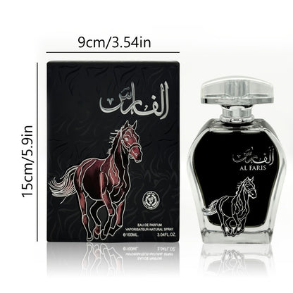 AL FARIS Black Mustang Men Cologne Eau de Parfum 3.38 oz 100ml Dubai Arabian Oriental Fragrance Long Lasting Woody Oud Musk Spray