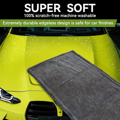 Microfiber Car Drying Towel 1300GSM – Edgeless Streak-Free Quick-Dry Detailing Towel, High Absorbency, XL Size 24x16" & 24x36" for Car Washing & Detailing