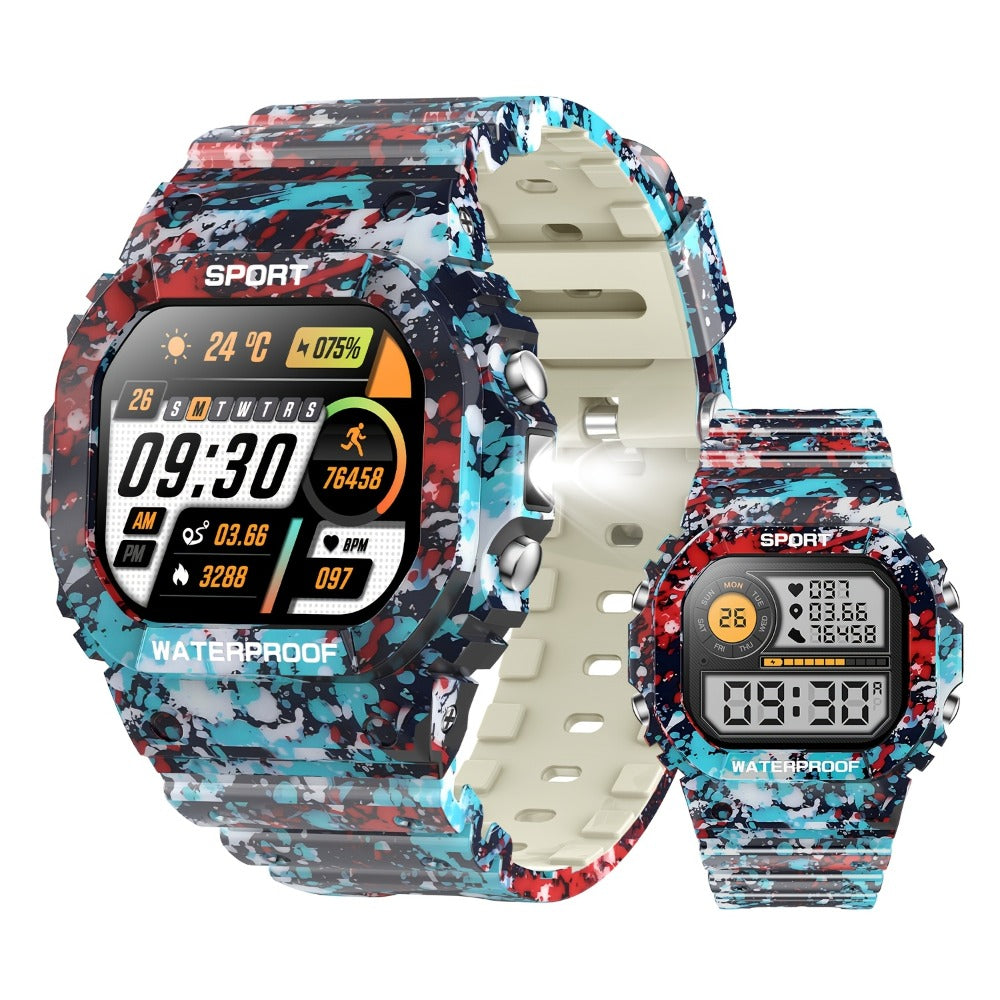 Smartwatch for Men 1.32 Inch Tactical Watch with LED Flashlight, SOS and 100+ Sport Modes in Eleven Colors