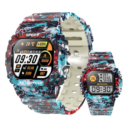 Smartwatch for Men 1.32 Inch Tactical Watch with LED Flashlight, SOS and 100+ Sport Modes in Eleven Colors