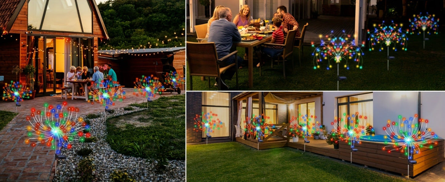 Solar Fireworks Lights Outdoor – 60 to 420 LED Solar Garden Fairy Lights with 8 Modes, Waterproof Copper Wire Sparkler Lights for Garden, Patio, Yard, Pathway & Holiday Decoration