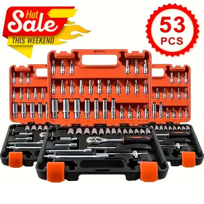 Ratchet Socket Wrench Set with Handle – 50/53/96/123/218/999PCS | 3/8" Drive CR-V Steel | Metric & Imperial Sizes | Car Maintenance, Boat & Home Repair Tool Kit for Mechanics