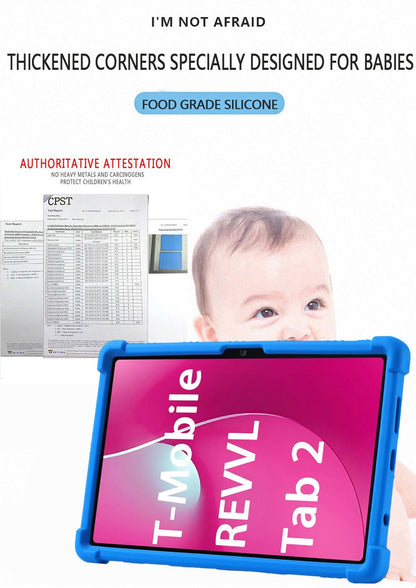 T-Mobile Revvl Tab 2 10.1-Inch Soft TPU-Labeled Tablet Case with Kickstand in Black, Blue or Rose Red