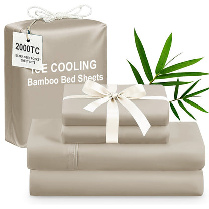 Four-Piece Rayon-from-Bamboo Sheet Set in 12 Solid Colors for Twin, Full, Queen or King Beds
