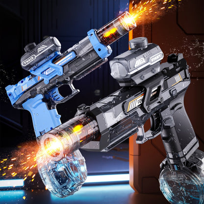 Two-Piece Electric Light-and-Sound Water Blaster Sets in 727 or 737 Models and Blue or Black Colors