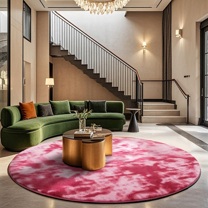 Area Rug Fluffy Faux-Fur Shag in Solid, Tie-Dye and Ombre Colors with Six Retained Room Sizes