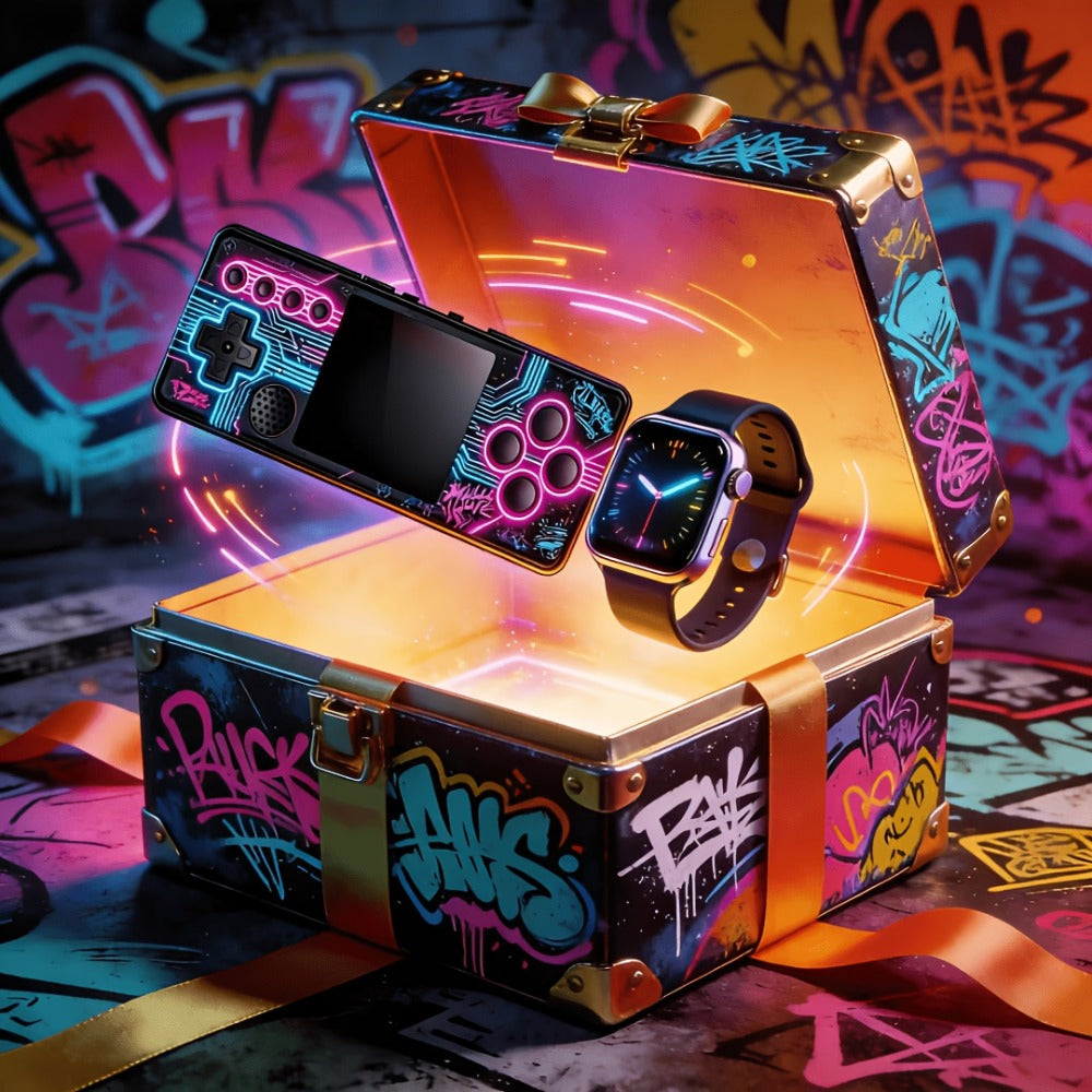 Retro Handheld Game Console Smart Watch Set HD Screen - Portable Classic Gaming Device 2-in-1 Bundle, Best Birthday Valentine Christmas Gift for Men Women Friends Family