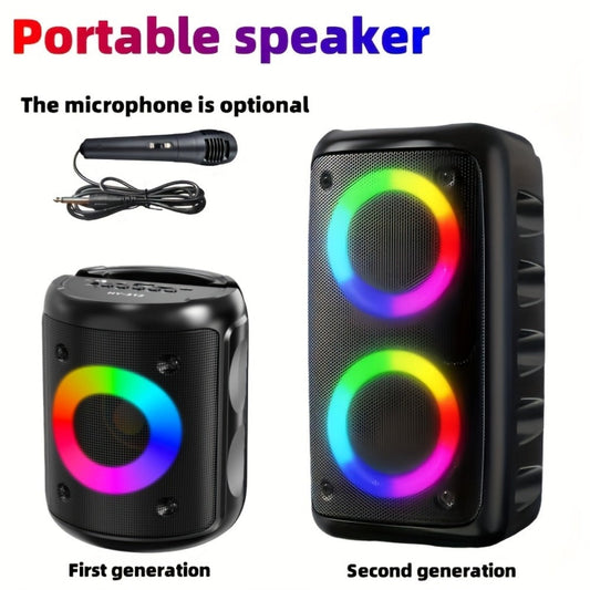 HY-3317 Party Speaker with Disco Lights & Microphone – Large Portable Subwoofer Outdoor Wireless Speaker, TWS Surround Sound, TF Card, AUX, MIC Input, for Parties, Karaoke & Events