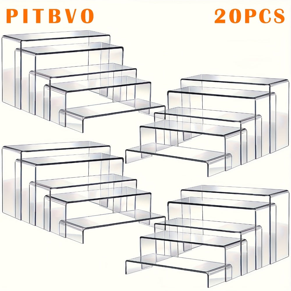 Acrylic Display Risers Clear Transparent Stands for Funko Pop Figures, Cupcakes, Jewelry, Perfume Bottles – Multi-Size Display Shelf Organizer for Home, Store & Craft Show – 10 or 20 Piece Set Large Size