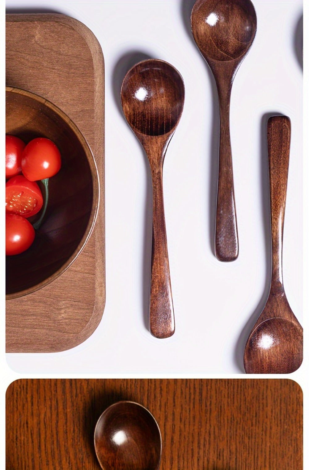 Wooden Spoons for Eating 8pcs – 7.28 Inch Small Wood Teaspoons for Stirring Coffee, Tea, Honey, Cooking & Serving Soup Dessert, Wooden Spoon Set