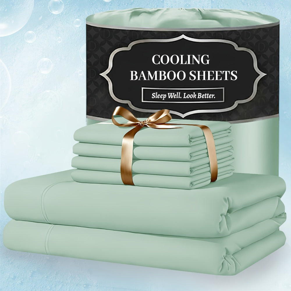 Bed Sheet Set 4-Piece Bamboo-Derived Fabric with Source-Listed Extra-Deep Pocket and Eighteen Colors