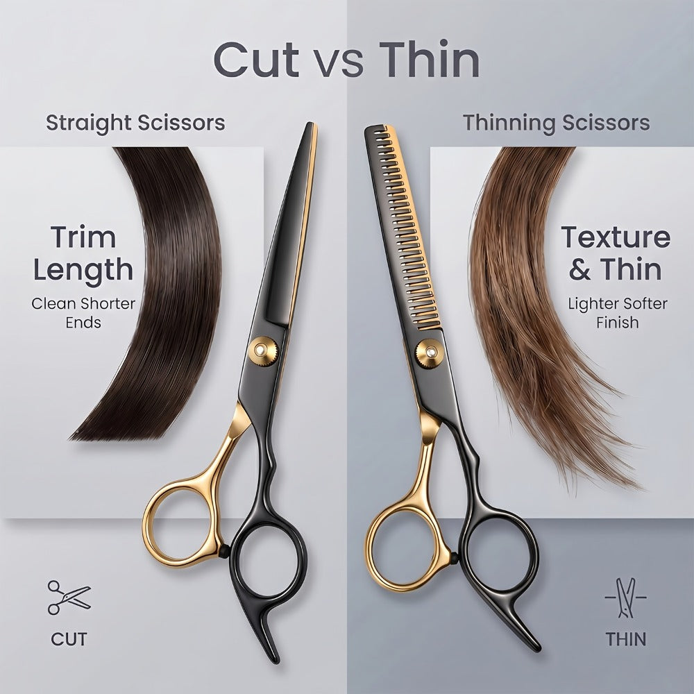 13-Piece Hair Cutting Scissors Kit with Straight and Thinning Shears, Combs, Cape and Storage Case