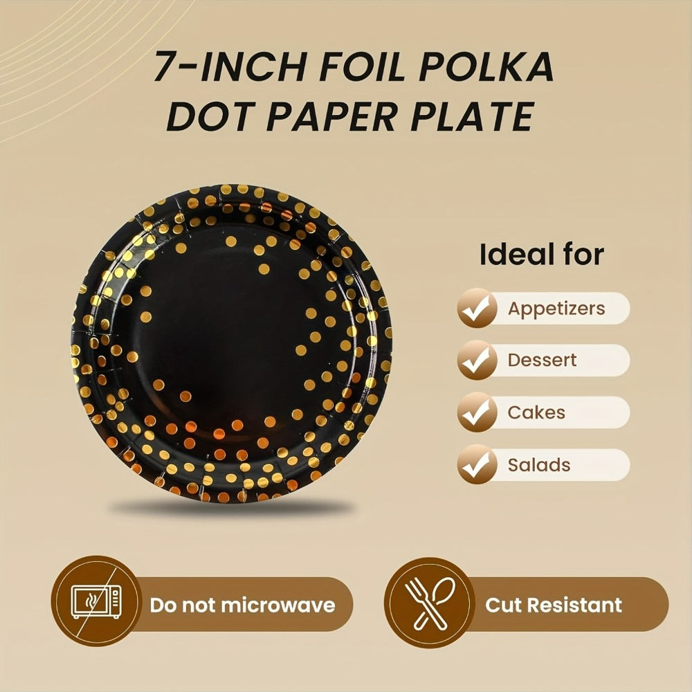 150-Piece Black and Gold Disposable Party Tableware Set with Place Settings for 50 Event Guests