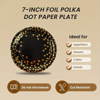 150-Piece Black and Gold Disposable Party Tableware Set with Place Settings for 50 Event Guests