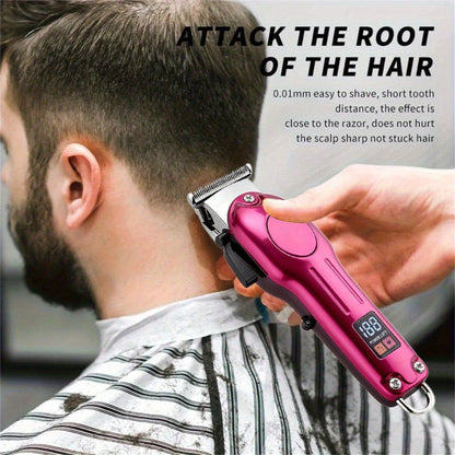 Cordless Hair Clipper Set for Men & Women — Professional Wireless Barber Clippers with T-Blade Trimmer, LED Screen, Adjustable Taper Lever, Rechargeable USB, Steel Blades, Home & Travel Grooming Kit