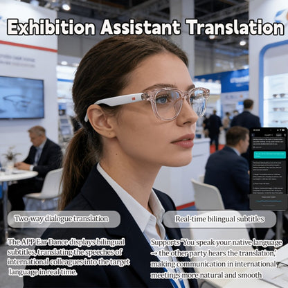 Smart Glasses 164-Language Translation Eyewear with Bluetooth Music, Calls and Multiple Black or Pink Frames