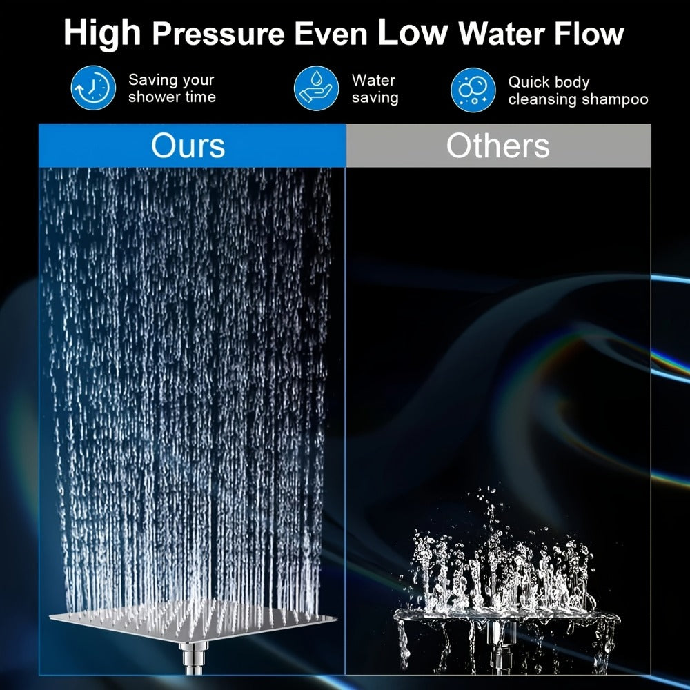 High Pressure Rainfall Shower Head Combo with Handheld Spray – 9 Spray Settings, 180° Adjustable Bracket, Stainless Steel Hose, Anti-Clog Nozzles, Modern Bathroom Shower System