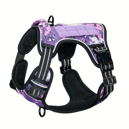 No-Pull Dog Harness Military Style Reflective Vest with Control Handle – Tactical Dog Harness for Training & Service Dogs, S/M/L/XL, Black, Dark Violet, Khaki, Grey, Yellowish-Brown
