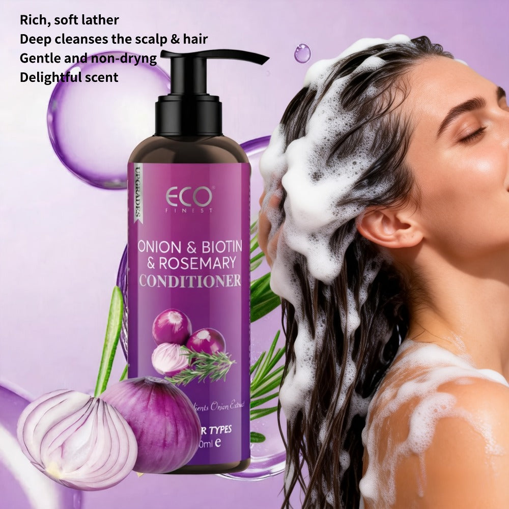 Two-Pack 6.76 oz Shampoo and Conditioner Set with Biotin, Rosemary, Onion Extract and Jojoba Oil