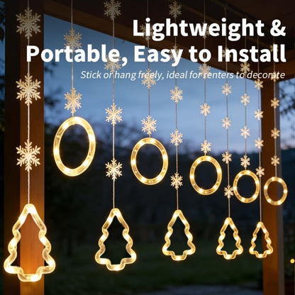 Mini LED String Lights Christmas Snowflake & Star Tree Shapes, 10-Pack USB Powered Fairy Lights 118 Inch, Indoor Holiday Decoration for Bedroom Window Curtain Wall Door Living Room Party Decor