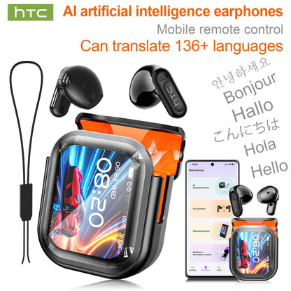 AI Translation Earbuds with Color Touchscreen Charging Case in Black or White and Five Bundle Options