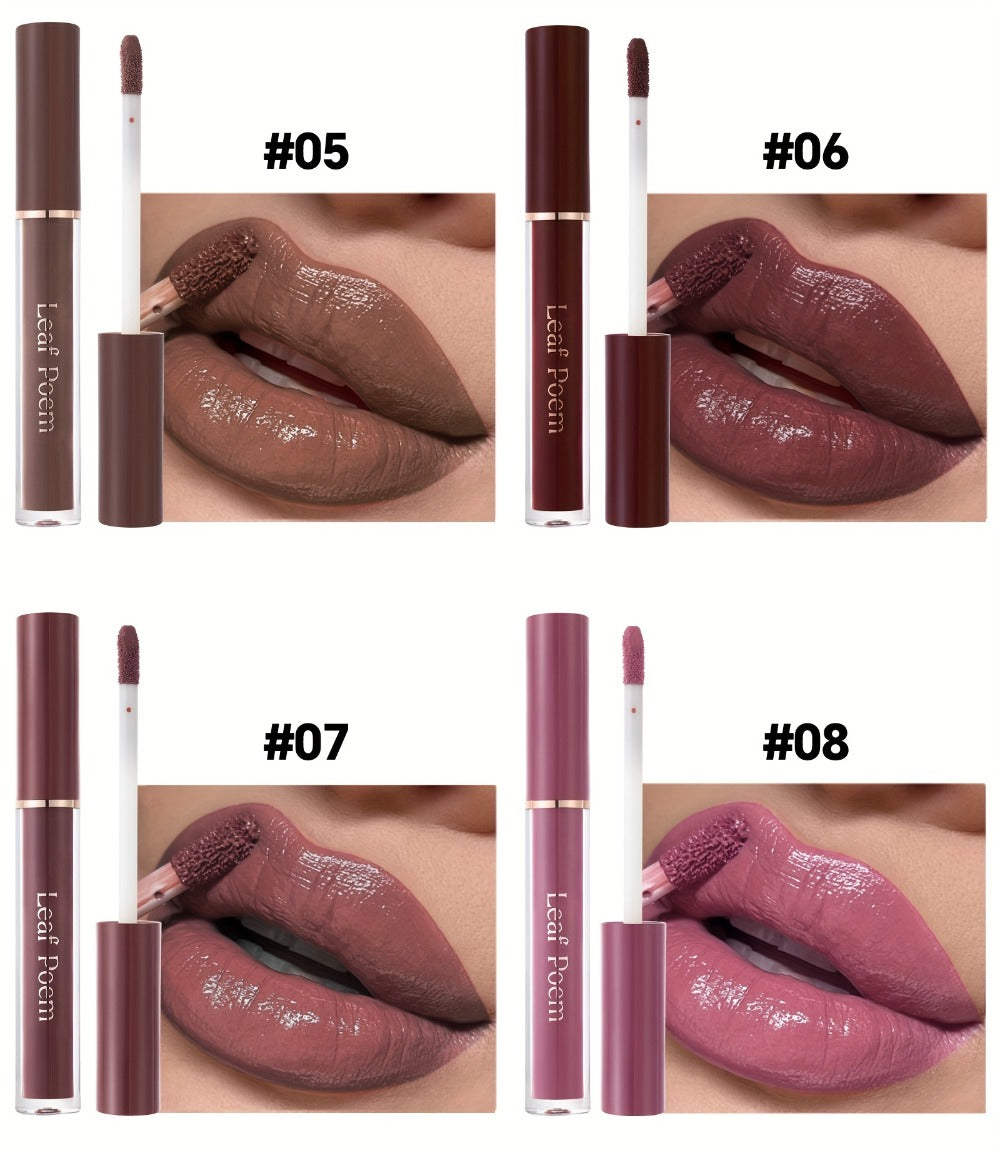 Lip Gloss Set by Leaf Poem with 12 Mixed Lip Colors, Slim Tube Applicators and Presentation Box